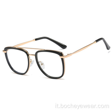 I nuovi comodi occhiali da vista con montatura grande TR90 con montatura tonda e gamba in metallo anti luce blu possono essere equipaggiati con occhiali per miopia